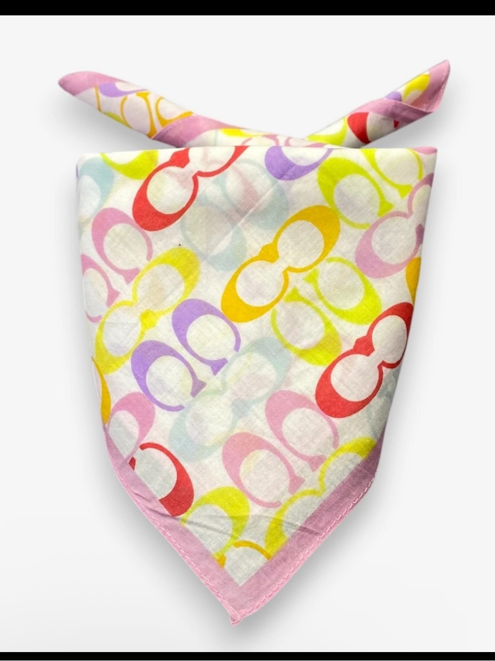 Coach Y2K Vintage Scarf Rainbow Signature Logo Print Bandana pocket square